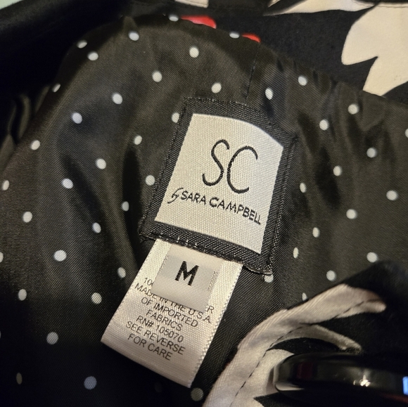 Sara Campbell Black Pink Floral Coat Size Medium Woman's Jacket R12 - Picture 10 of 11